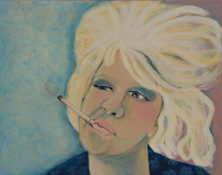 Woman with Attitude and Cigarette by Nancy Wolfe Kimberly | The original was made with acrylic paint on wrapped canvas.
All prints are limited edition, signe Woman with Attitude and Cigarette